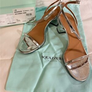 Aquazzura Metallic Silver Sandals